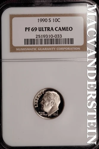 1990-S Roosevelt Dime - NGC PF 69 Ultra Cameo - Proof  Lustrous  #SLH535