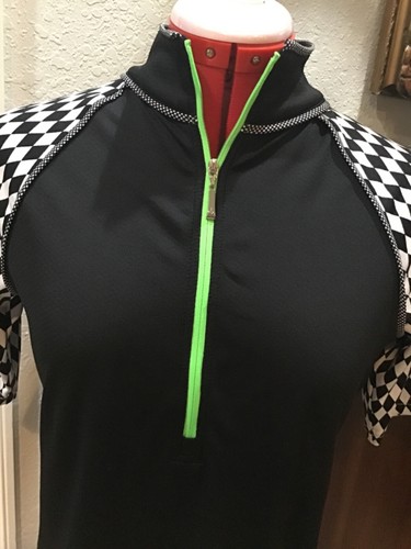Women's Golf Top by Jofit/Small/Blk white line green check New - Picture 4 of 7