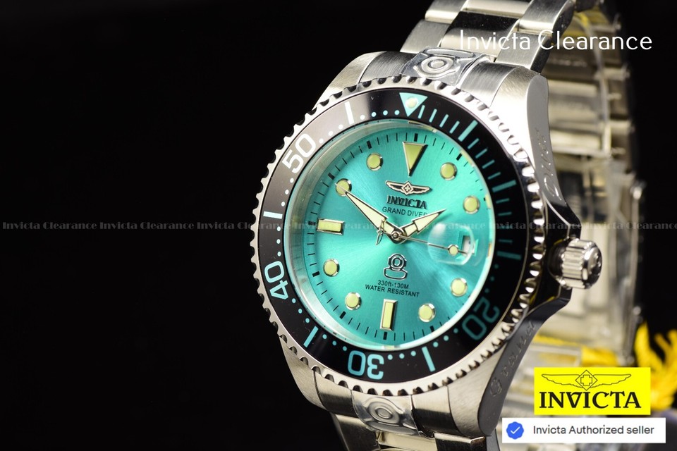 Invicta Grand Diver Mens 47mm Automatic DUAL TIME TURQUOISE Dial Quartz ...