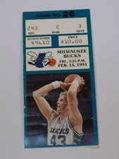 Charlotte Hornets Milwaukee Bucks Ticket Stub Seat 3 Feb 15 1991 Jack Sikma NBA