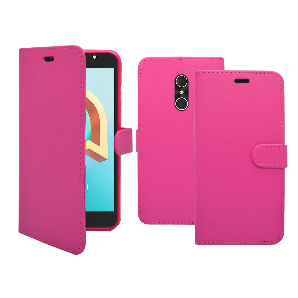 Custodia Portafoglio In Pelle PU Per Alcatel A3 - Nera, Con Supporto E Magnetica