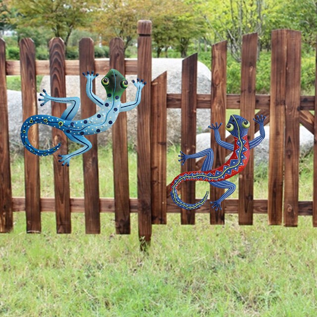 Metal Gecko Wall Decoration Outdoor Animals For Garden Decoration Statues Home Decor Home Garden