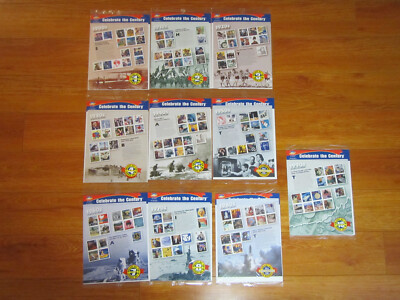 CELEBRATE THE CENTURY 1900-1990 Complete 10 Sheet Set US Stamps (USPS ...