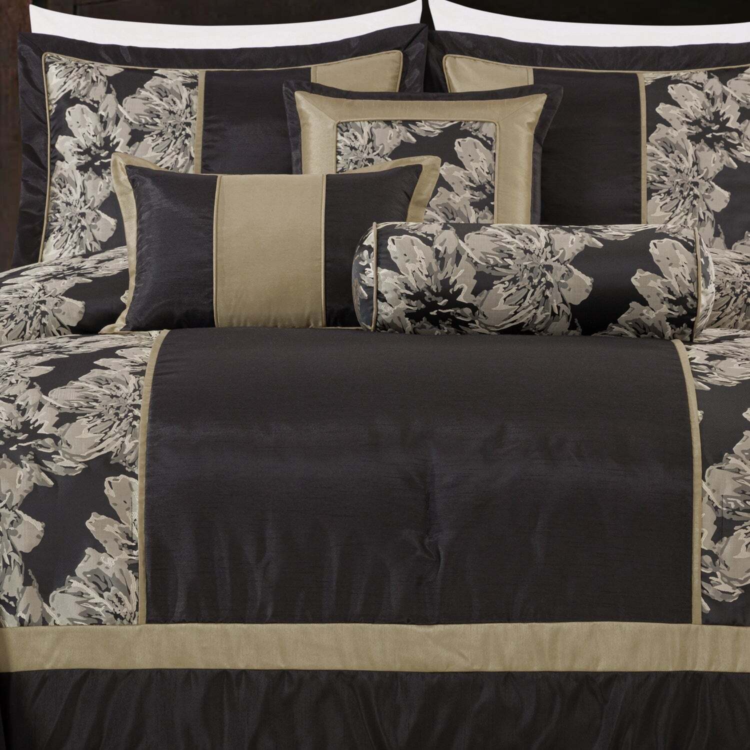 Chezmoi Collection Luxury 7-Piece Jacquard Hibiscus Floral Bedding ...