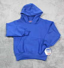 VTG 90s Hoodie American Style Streetwear Kangaroo Pocket Blue Blank Toddler XS