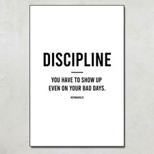 Discipline Motivational Quote Art Gym Workout Health Poster Decor No Frame