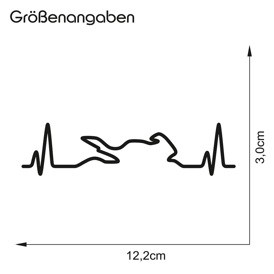 2er Set Bike Aufkleber Herzschlag Neon Pink 12x3cm Motorrad Auto Helm K158 - Bild 3 von 4