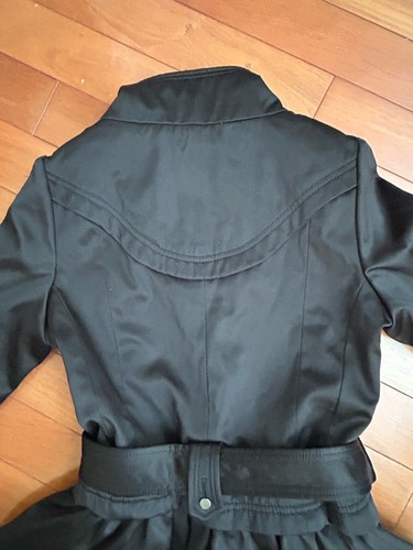 Betsey Johnson Pea Coat Black Satin Pink Lining Cuffs Women S - Picture 8 of 21
