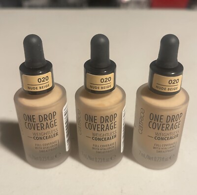 Lot of (3) Catrice One Drop Coverage Weightless Concealers #020 NUDE BEIGE .23oz