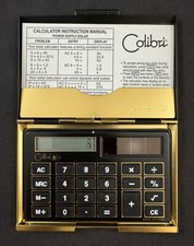 Vintage Colibri 8-Function Solar Calculator Business Card Holder w/ Carry Case