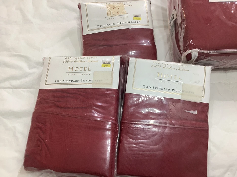 Funda nórdica BB & Beyond Herringbone 600 TC satén algodón king y 6 fundas ~ ¡Nueva! Foto 3 de 4