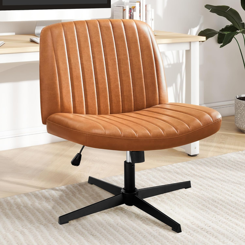 Criss Cross Chair Legged Office Wide Comfy Desk Seat, No Wheels Armless Computer - Picture 9 of 12