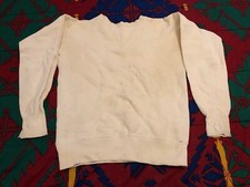 Vintage 1940s Pilgrim Sweatshirt Single V White Ribbed Size Small Distressed 40s
