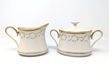 Vintage Lenox Gold Ceramic Creamer & Sugar Bowl Dish with Lid Made in USA