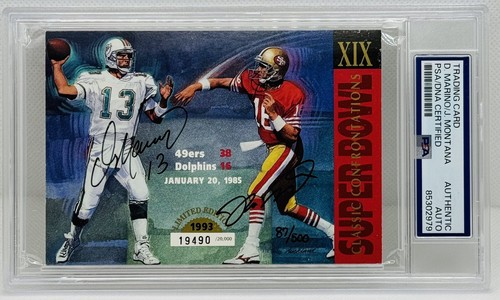PSA DNA Dan Marino Joe Montana UDA Dual Signed 1993 Upper Deck SB XIX Auto /500