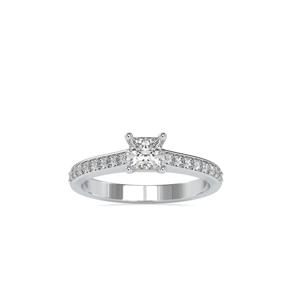 0.75ct IGI Certified Lab Grown Diamond Engagement Ring Princess Cut 14k Gold image-1