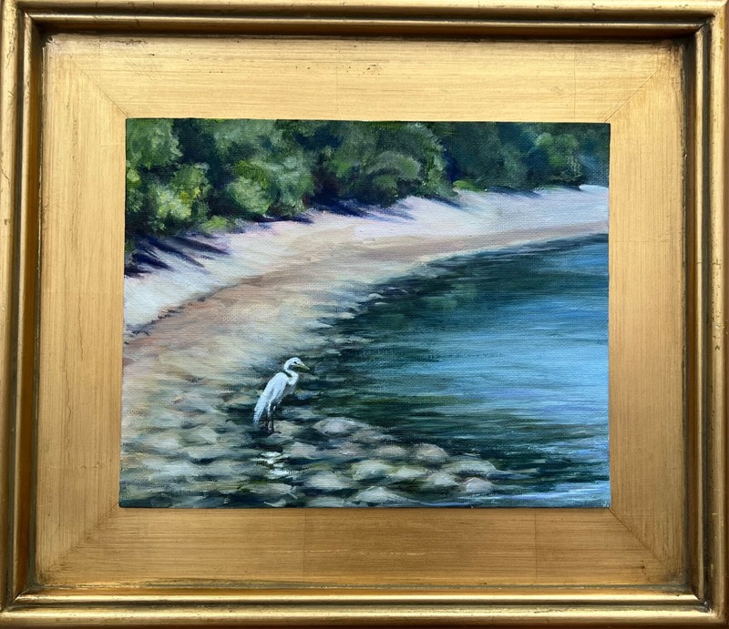 oil paintings original Heron bird beach side peaceful tropical Puerto Rico