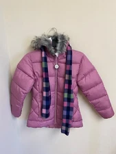 S Rothschild & Co Big Girls Solid Quilt Puffer Coat & Plaid Scarf Size XL NWOT