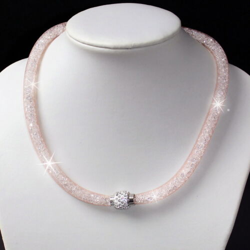 Collier Kette Armband Strass Netzschlauch Magnetverschluß Edelstahl Damen VS16 - Bild 34 von 96