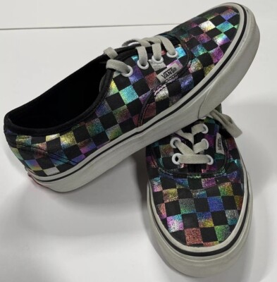 Van’s Skate Shoe Women’s Sz #508731 Iridescent Rainbow Metallic  Checkered