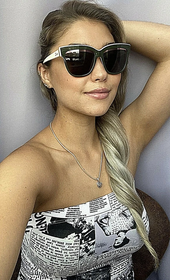 Nuevas gafas de sol Christian DIOR blancas oliva ojo de gato de gran tamaño para mujer Italia Foto 3 de 4