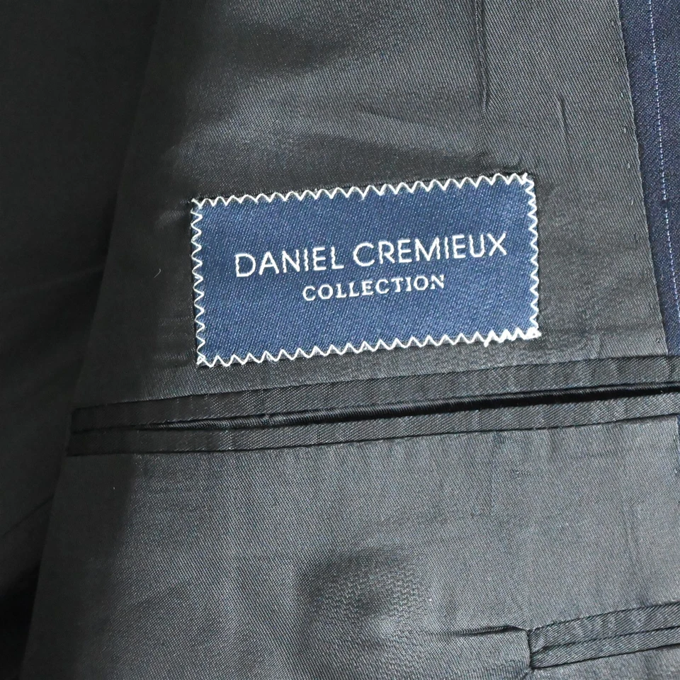 Loro Piana 44L Navy Blue Striped Double Breasted Mens Suit Sport Coat Jacket - Image 4 of 4