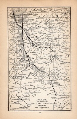 1892 Louisville, New Albany & Chicago Vintage Eisenbahnkarte 1371