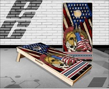American Flag Patriotic Spartan Skull Cornhole Boards Bean Bag Toss Game