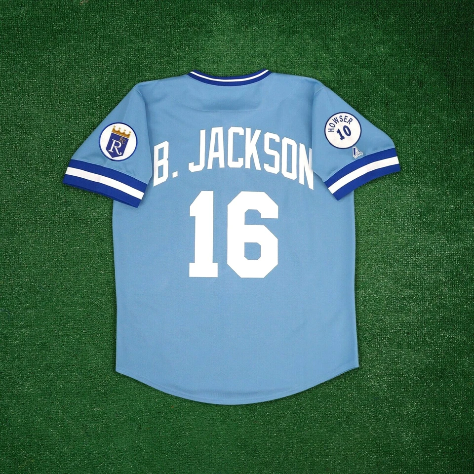 Bo Jackson 1987 Kansas City Royals Cooperstown Men's Blue Away Jersey w/ Patch - Image 2 of 4