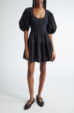 NEW ULLA JOHNSON Tilda BLACK Mixed Media Mini dress SIZE L