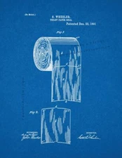 Toilet Paper Roll Patent Print Blueprint