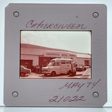 35mm Slide Vintage 1970s Ambulance at Shell Gas Station Europe