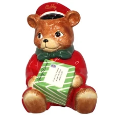 Harry & David 2010 Le Cubby Delivery Mailman Christmas Bear Cookie Jar Container