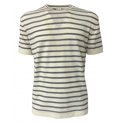 MOLO ELEVEN HERREN SHIRT KURZARM ELFENBEIN BLAUE STREIFEN MOD RODRIGUEZ
