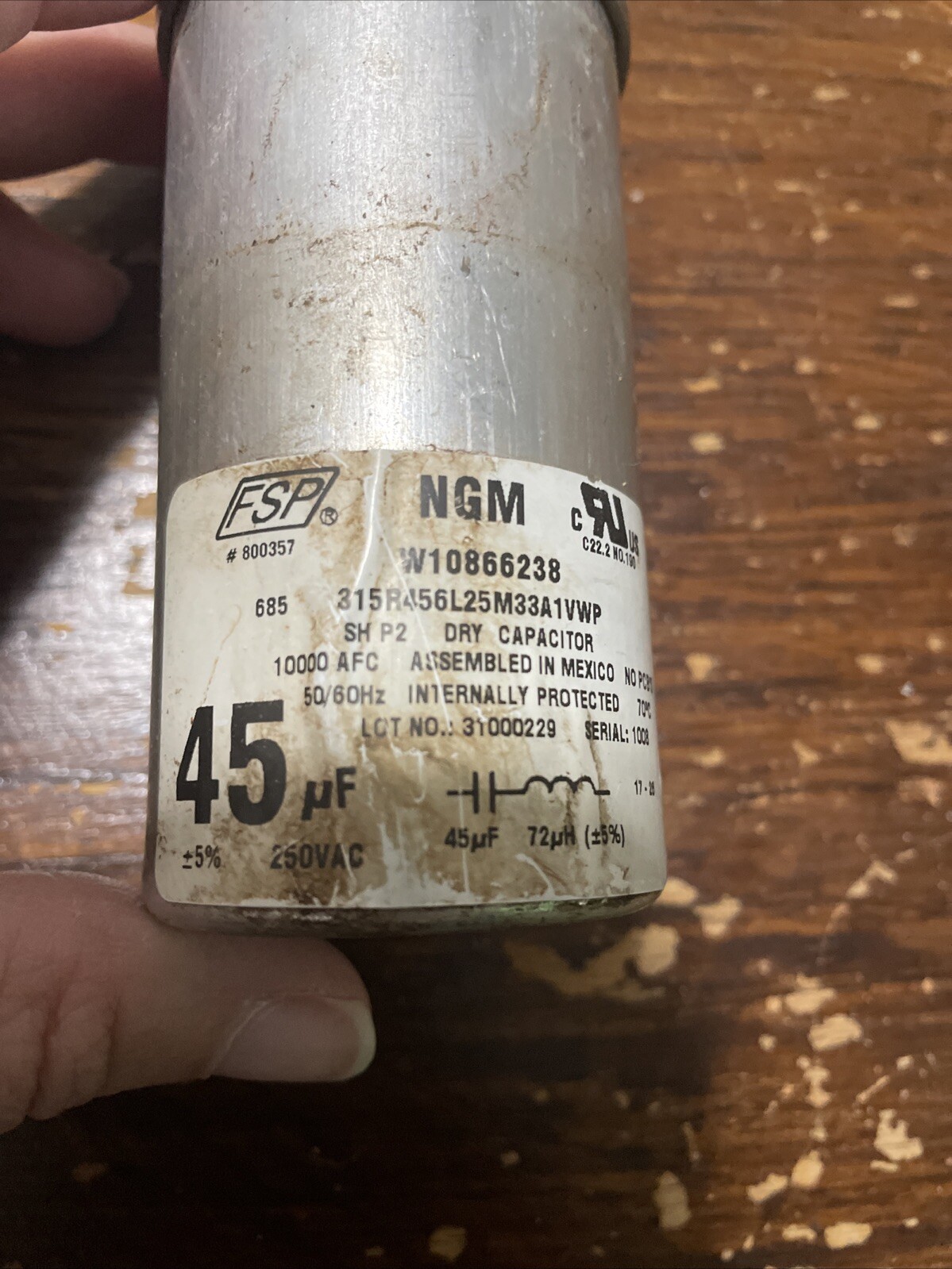 Whirlpool Amana Washer Motor Run Capacitor W10866238 W11428524 W11162561
