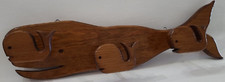 Wooden Whale Wall Hanger Nautical Decor Baby Whale Fish Homemade Vintage Read