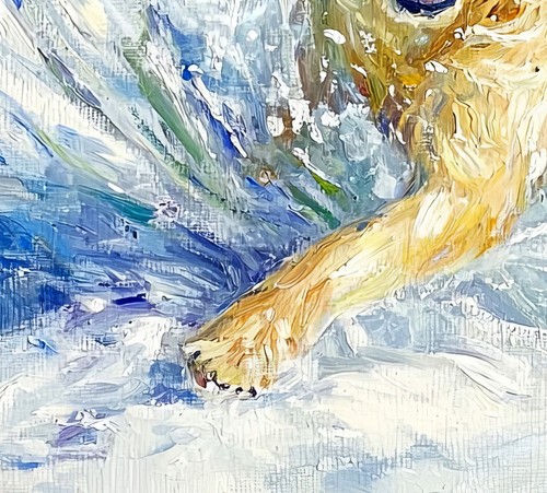 Joyful Dog in Snow Painting 5"x7" Print on Matte Paper | Playful Winter Artwork - Picture 14 of 17