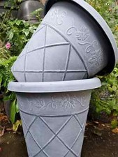 PAIR  2 X   XL   36CM GREY Anthracite BLUE  Plant Pot Garden Flower Planter TREE