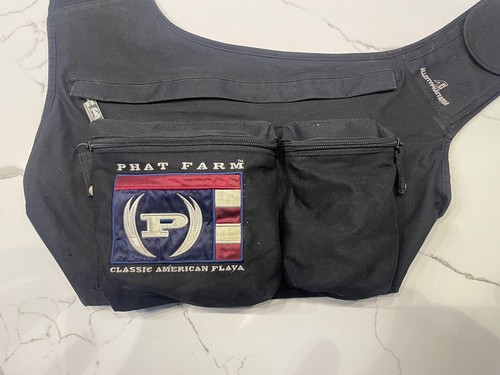 Vintage Phat Farm messenger Canvas Crossbody bag black Super Rare hip hop - Picture 4 of 17