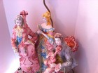 Vtg Beautiful Capodimonte Lamp Made Italy Shade Cover Frame Porcelain 3 Figures — photo 2