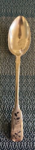 Antique Russian 84 silver spoon hallmark etched KABKABZ colonial folkart - Picture 2 of 8