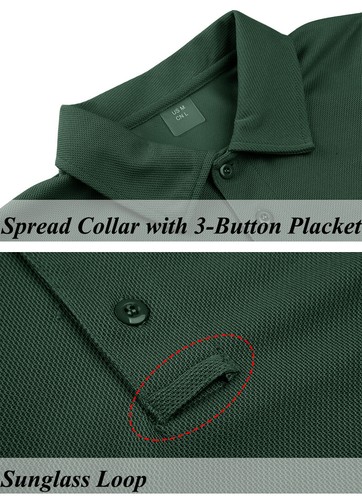 Camisas polo ateléticas de manga larga y corta para hombre de secado rápido equipo activo informal Top - Imagen 100 de 162