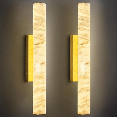 LMQNINE Natural Alabaster Sconces Set of Two Spanish Marble Wall Light (M-2Pack)