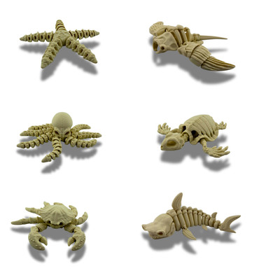 6pc Articulated Skeleton Sea Creature Set   3D Printed Ocean Animal Bundle