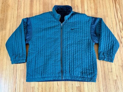 Vintage 90s XXL 2XL Nike Reversible Quilted Puffer Bomber Jacket Swoosh Black