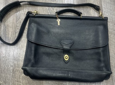 Vintage JACK GEORGES Black Genuine Soft Leather Briefcase Laptop USA