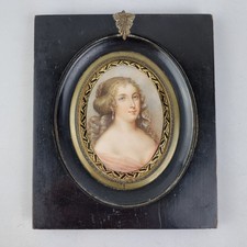 Antique 19thC Portrait Miniature Of A Lady In Pink Dress Unsigned