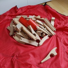 95- tlg Holzeisenbahn Set Ikea Lillabo Eisenbahn Schienen 21 Loks