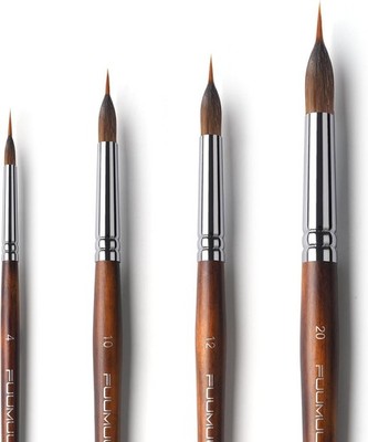 Fuumuui Linierer Aquarell Pinsel Professionell - 4 Stück Künstler-Pinsel
