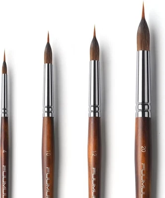 Fuumuui Linierer Aquarell Pinsel Professionell - 4 Stück Künstler-Pinsel